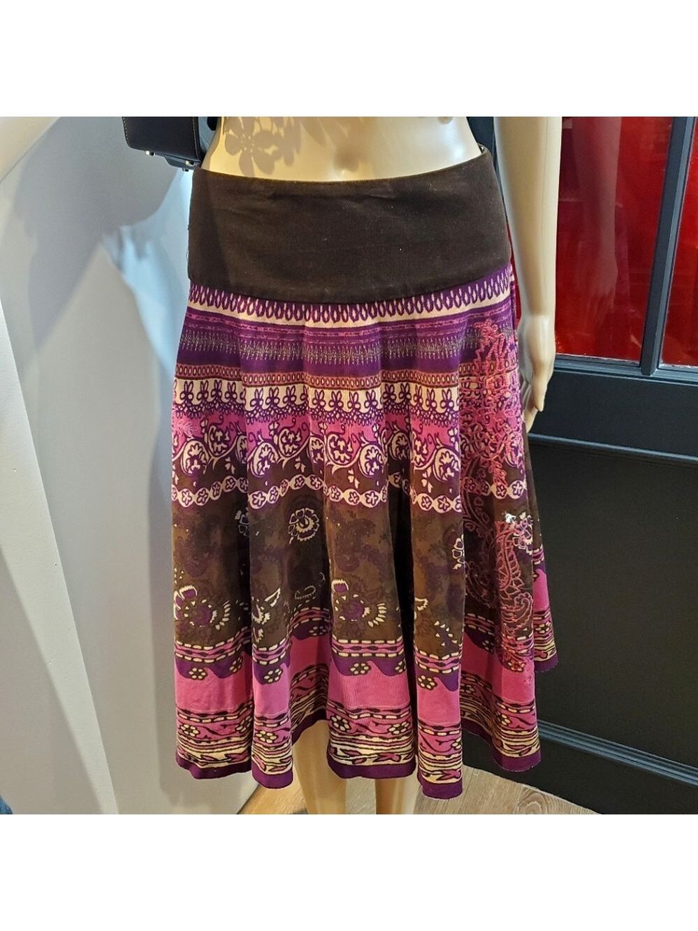 Vintage Boho Coduroy Maxi Skirt